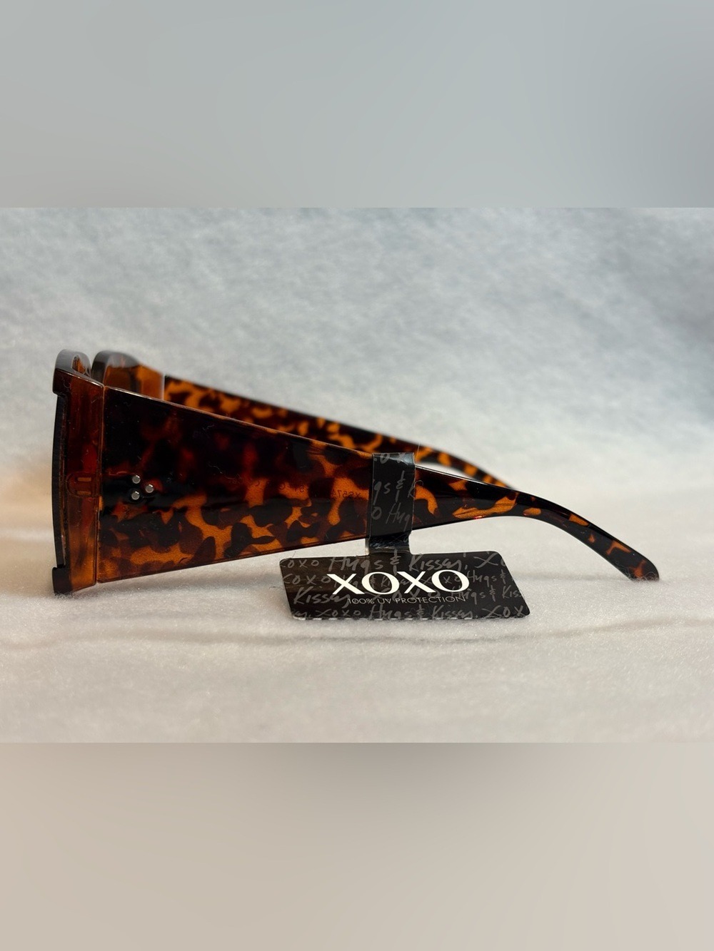 XOXO Oversized Tortoise Shield Sunglasses Brown Gradient Lenses Y2K Glam - Picture 4 of 7